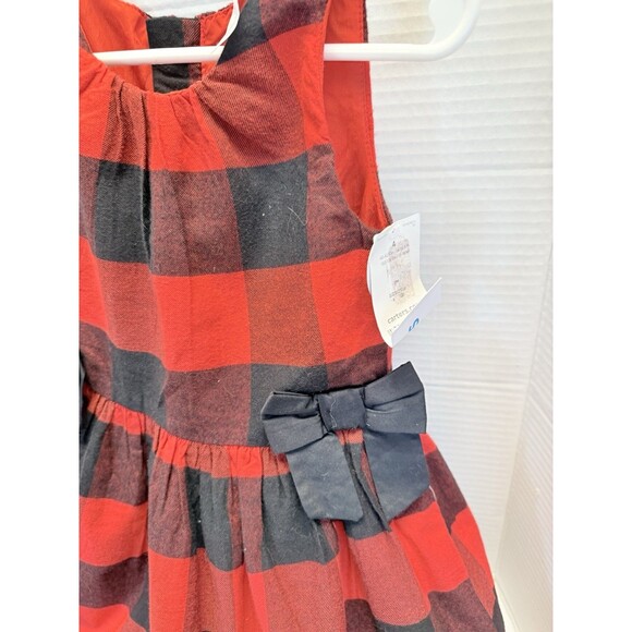 CARTER’S Girls Sz 4 Red & Black Buffalo Plaid Check Dress Holiday Pictures New - Picture 5 of 10